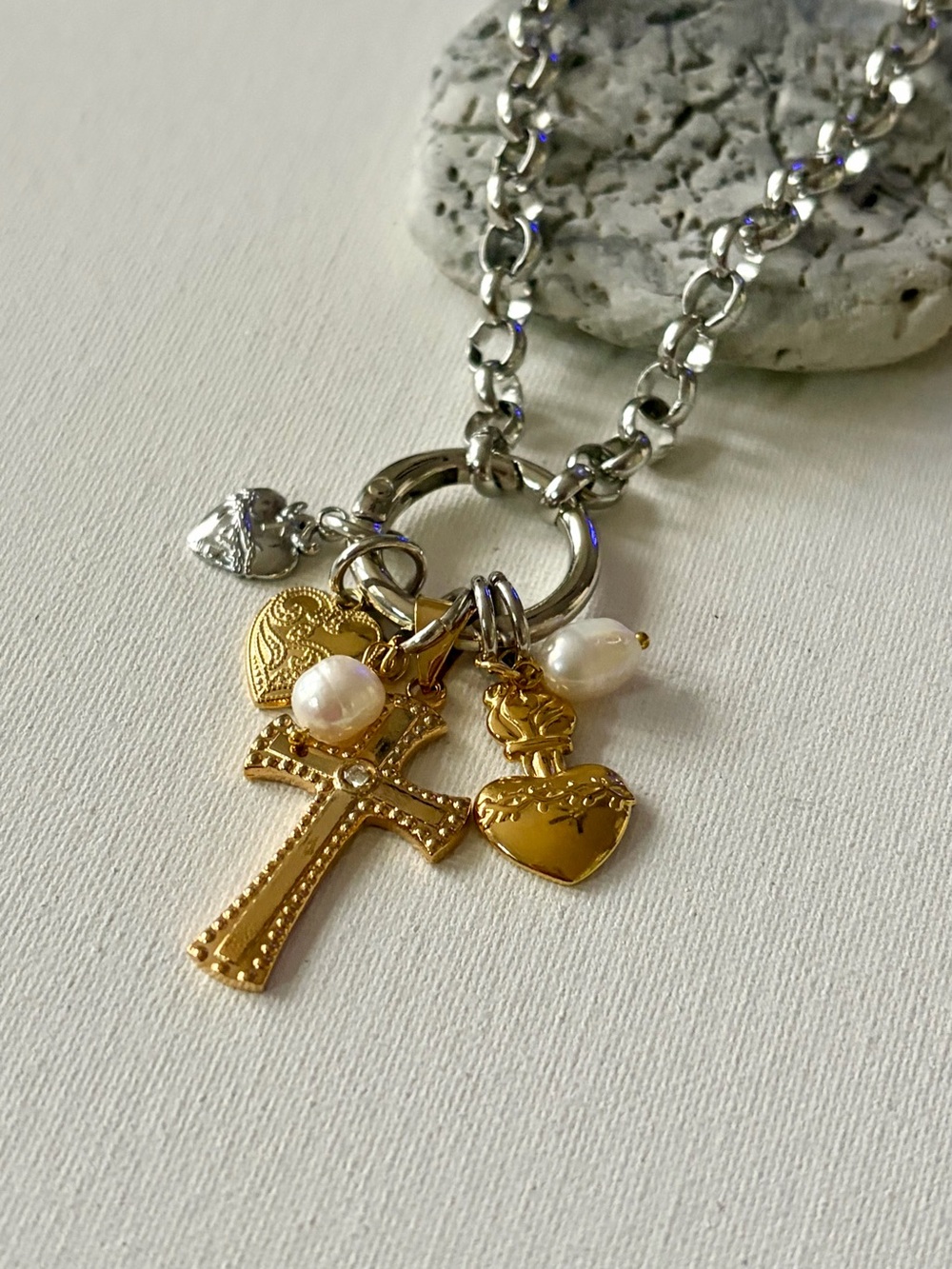 Cross pendant stainless steel necklace